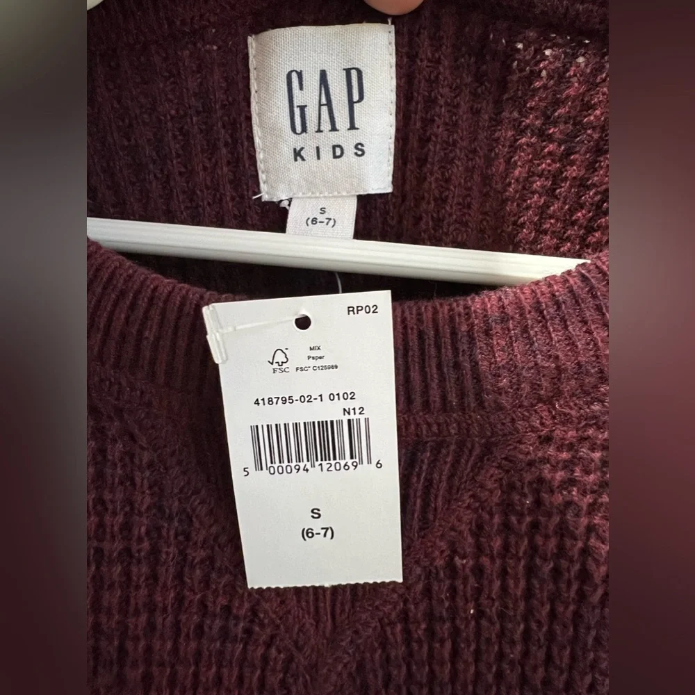 Gap Boys kids burgundy waffle knit sweater size‎ small 6/7